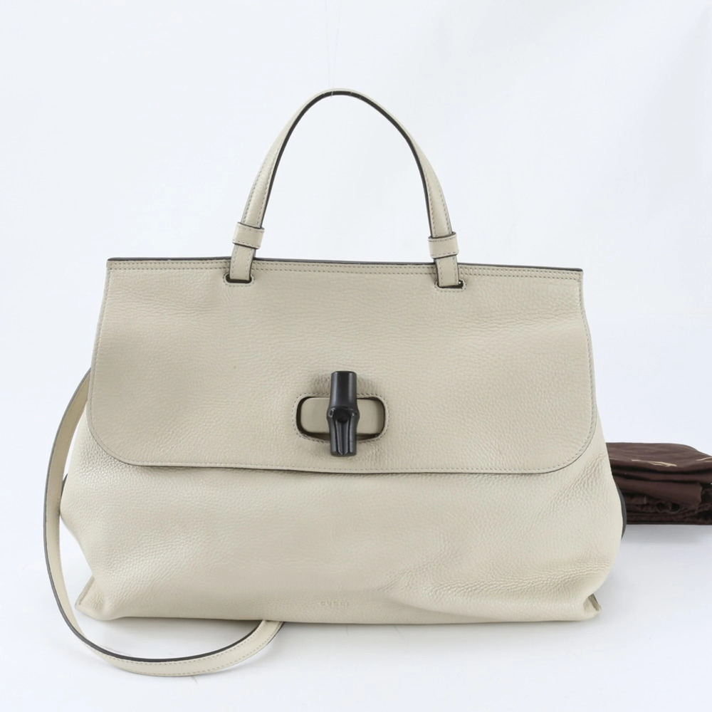 Gucci Bamboo Daily 370830 Leather 2-Way Shoulder Bag/Handbag - Brand Name Wom...